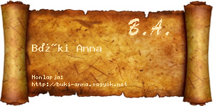 Büki Anna névjegykártya