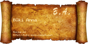 Büki Anna névjegykártya